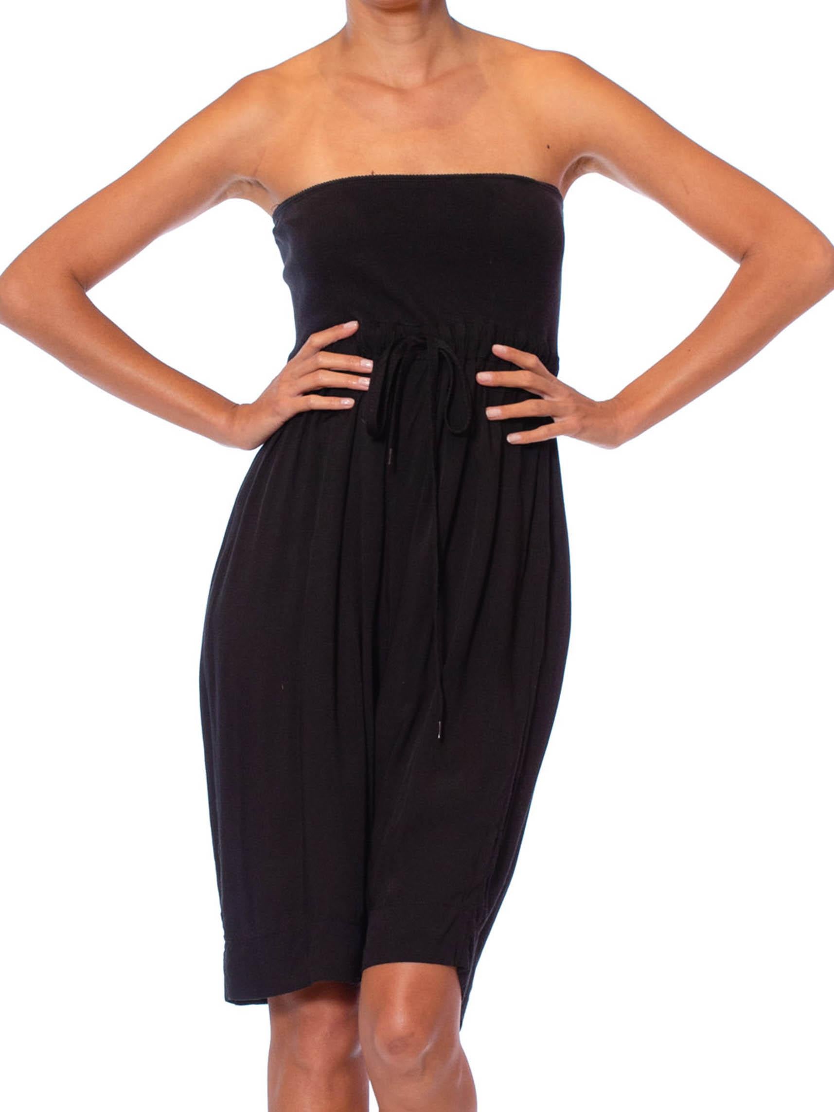 2000S Romper nero senza spalline in viscosa e cotone in vendita 5