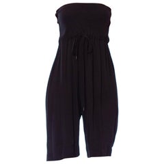 2000S Romper nero senza spalline in viscosa e cotone