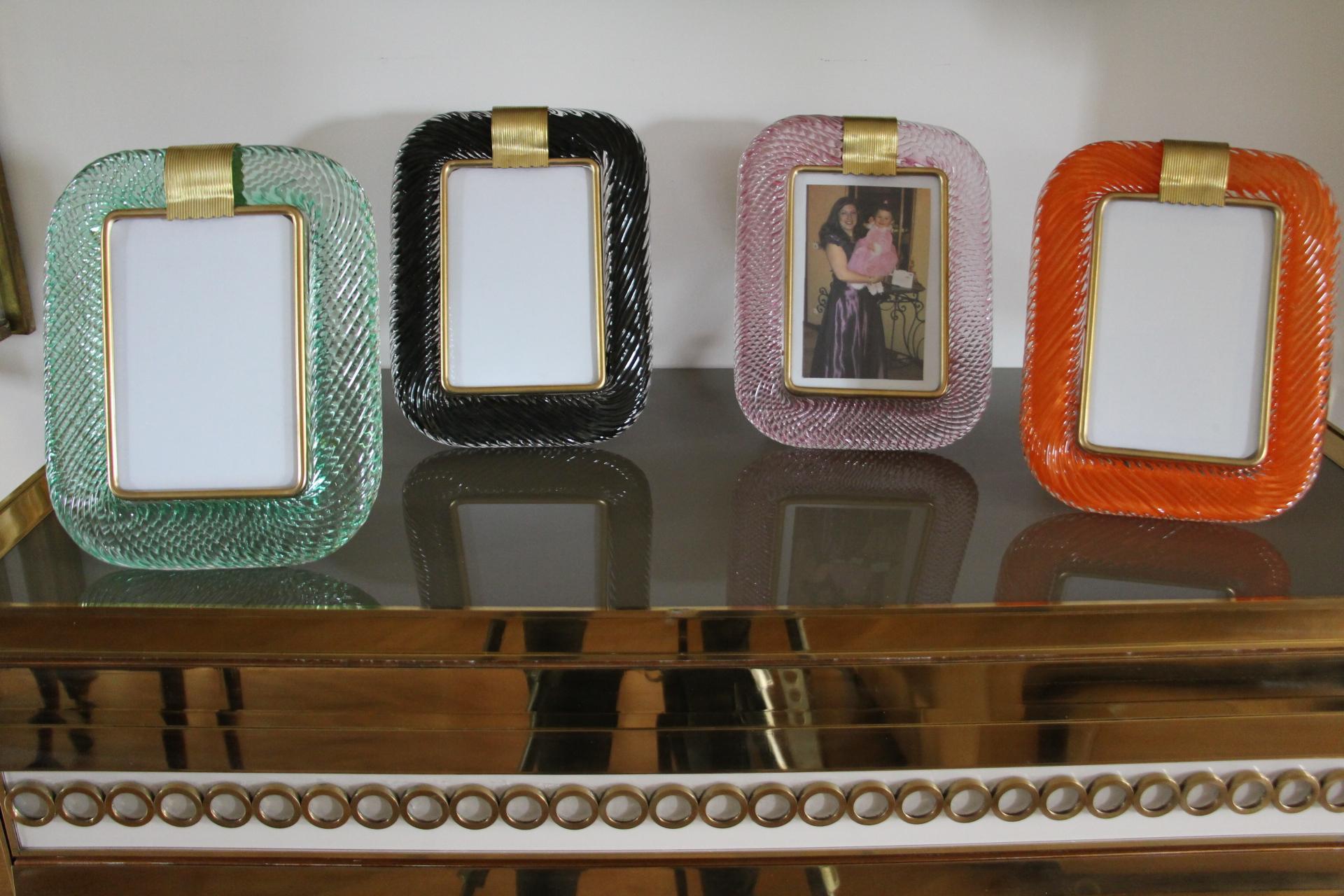 2000's Black Twisted Murano Glass and Brass Photo Frame by Barovier e Toso 6