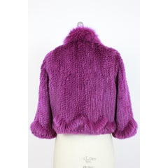 2000s Blumarine Purple Fur Fox Jacket Short Bolero
