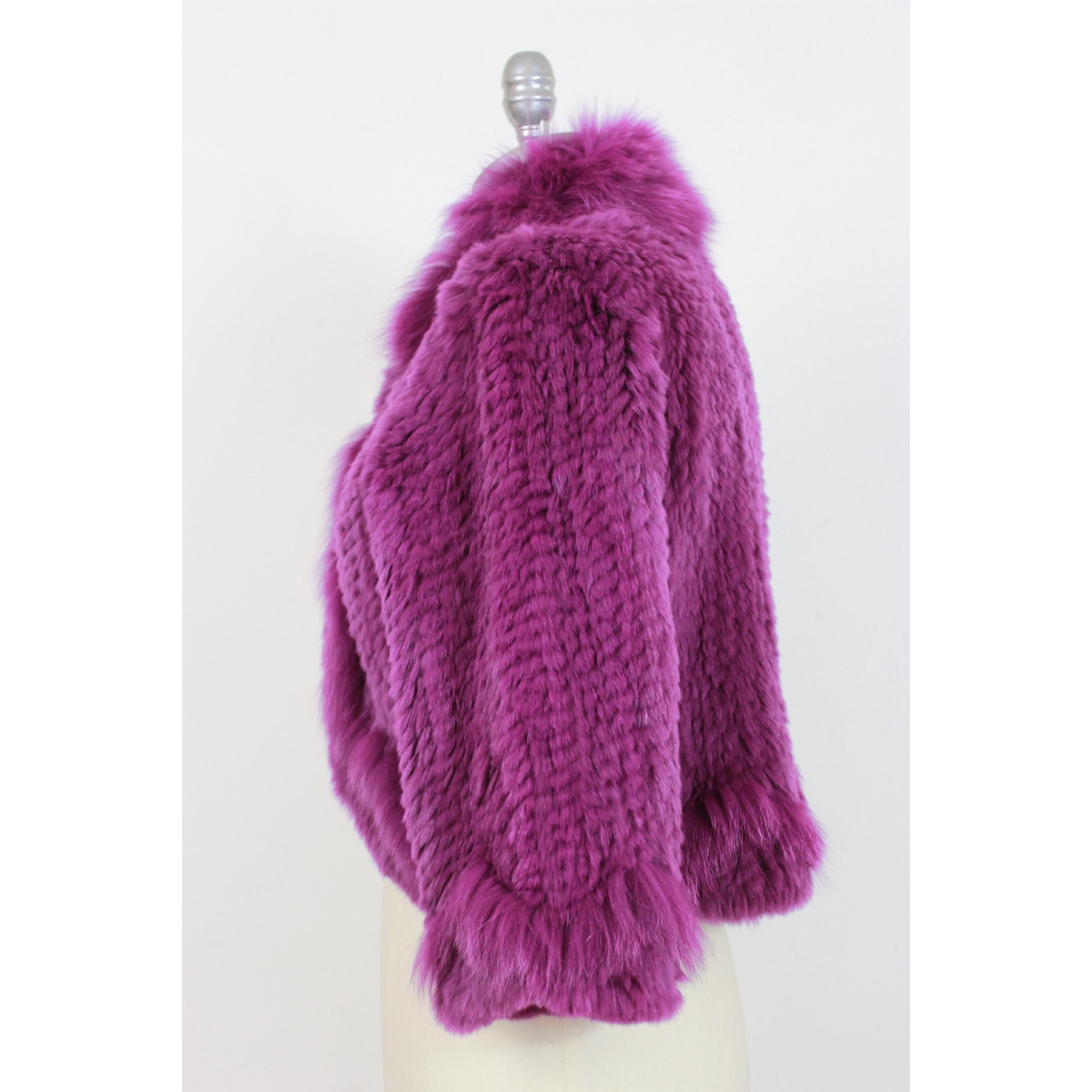2000s Blumarine Purple Fur Fox Jacket Short Bolero  In New Condition In Brindisi, Bt