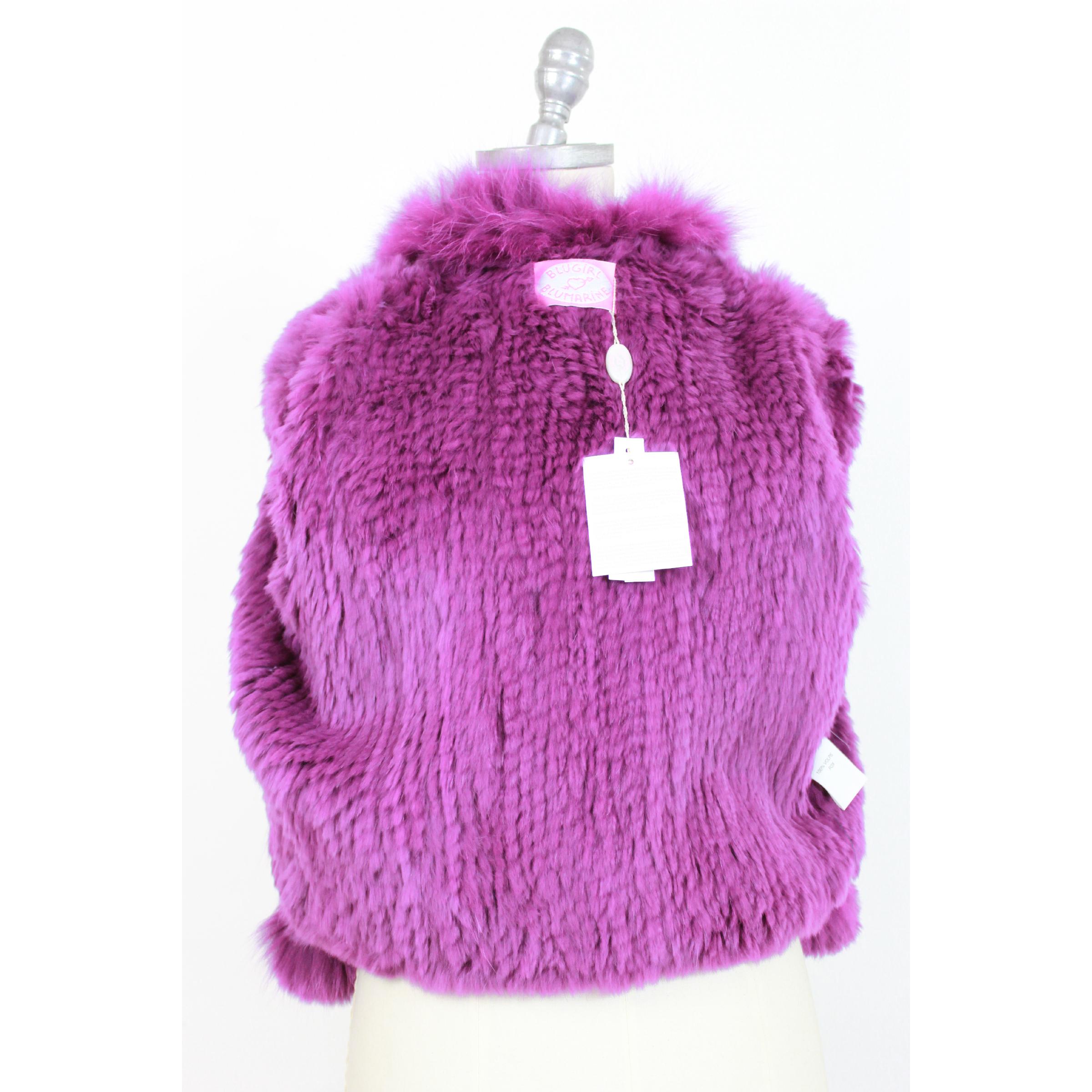 2000s Blumarine Purple Fur Fox Jacket Short Bolero  1