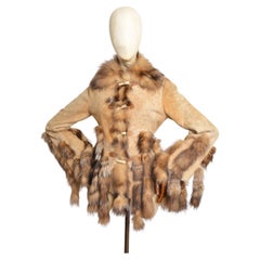 Giacca in pelle scamosciata e pelliccia di merino spagnola degli anni 2000 - Coates