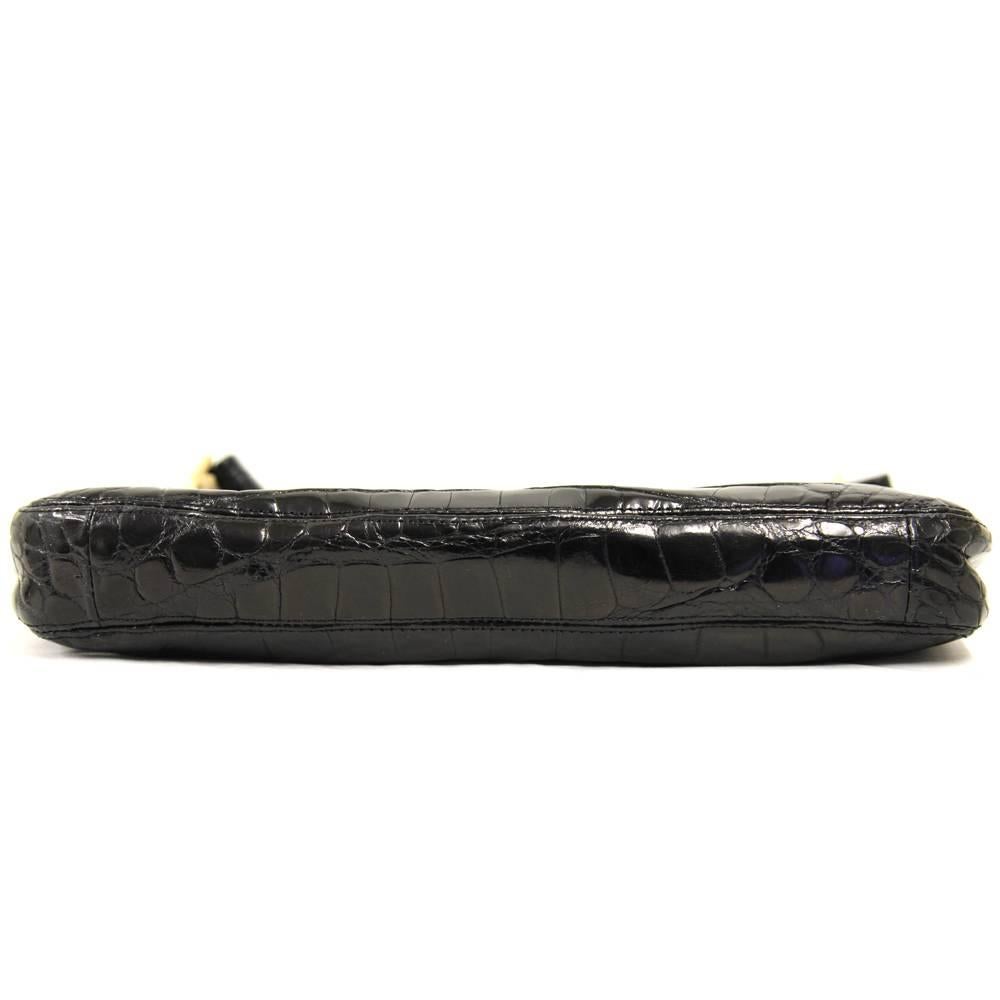 2000s Bottega Veneta Black Crocodile Leather Bag In Good Condition In Lugo (RA), IT