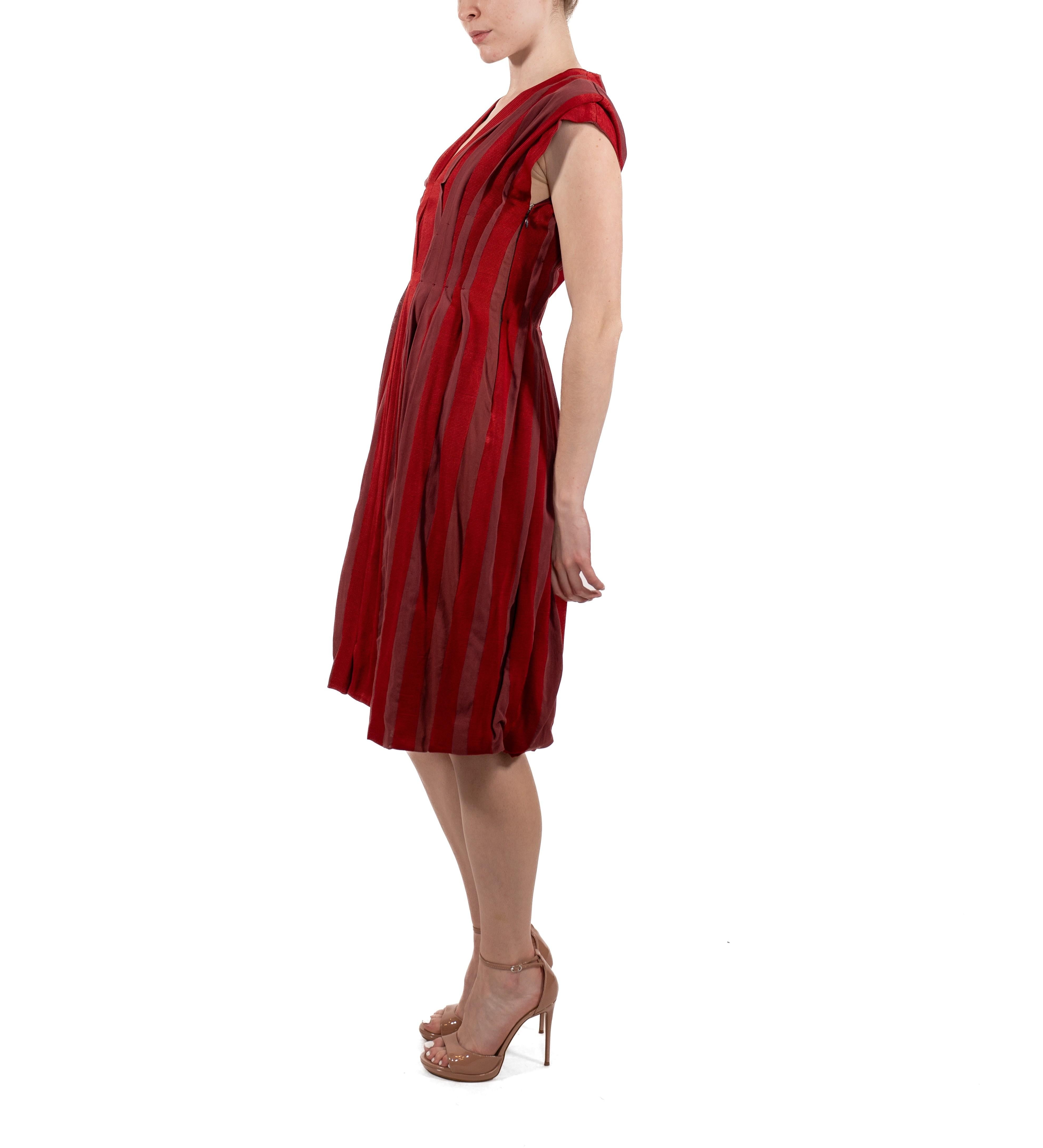 2000S Bottega Veneta Brick Red Silk/Cotton Blend Dress In Good Condition For Sale In New York, NY