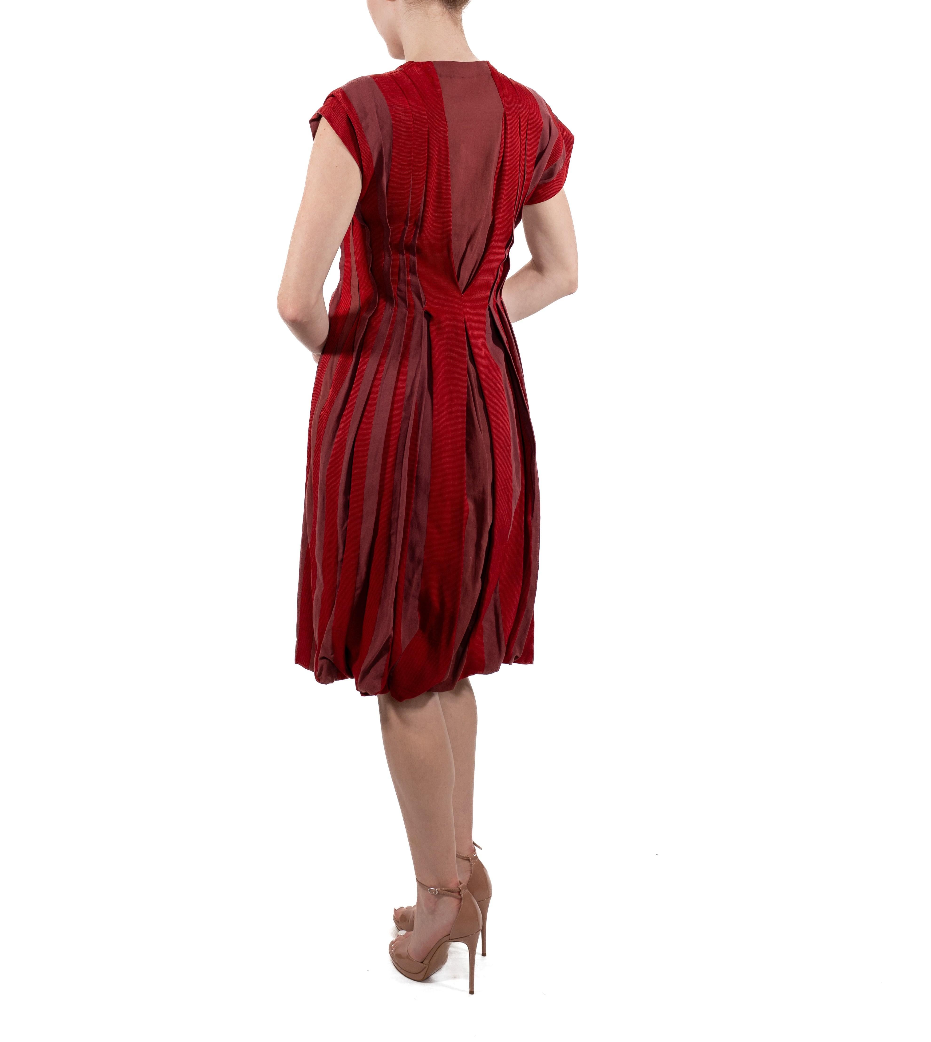 Women's 2000S Bottega Veneta Brick Red Silk/Cotton Blend Dress For Sale