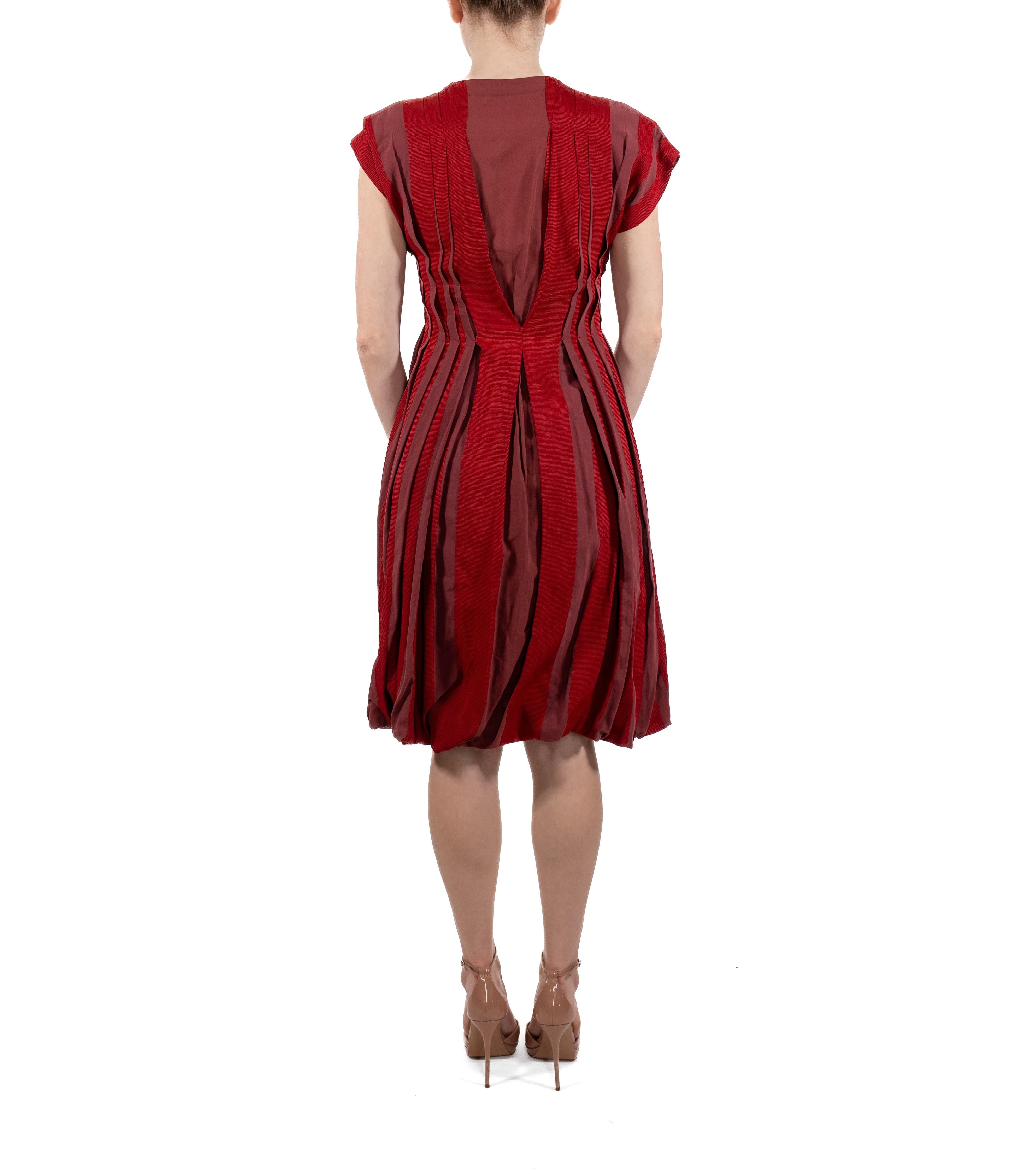2000S Bottega Veneta Brick Red Silk/Cotton Blend Dress For Sale 1