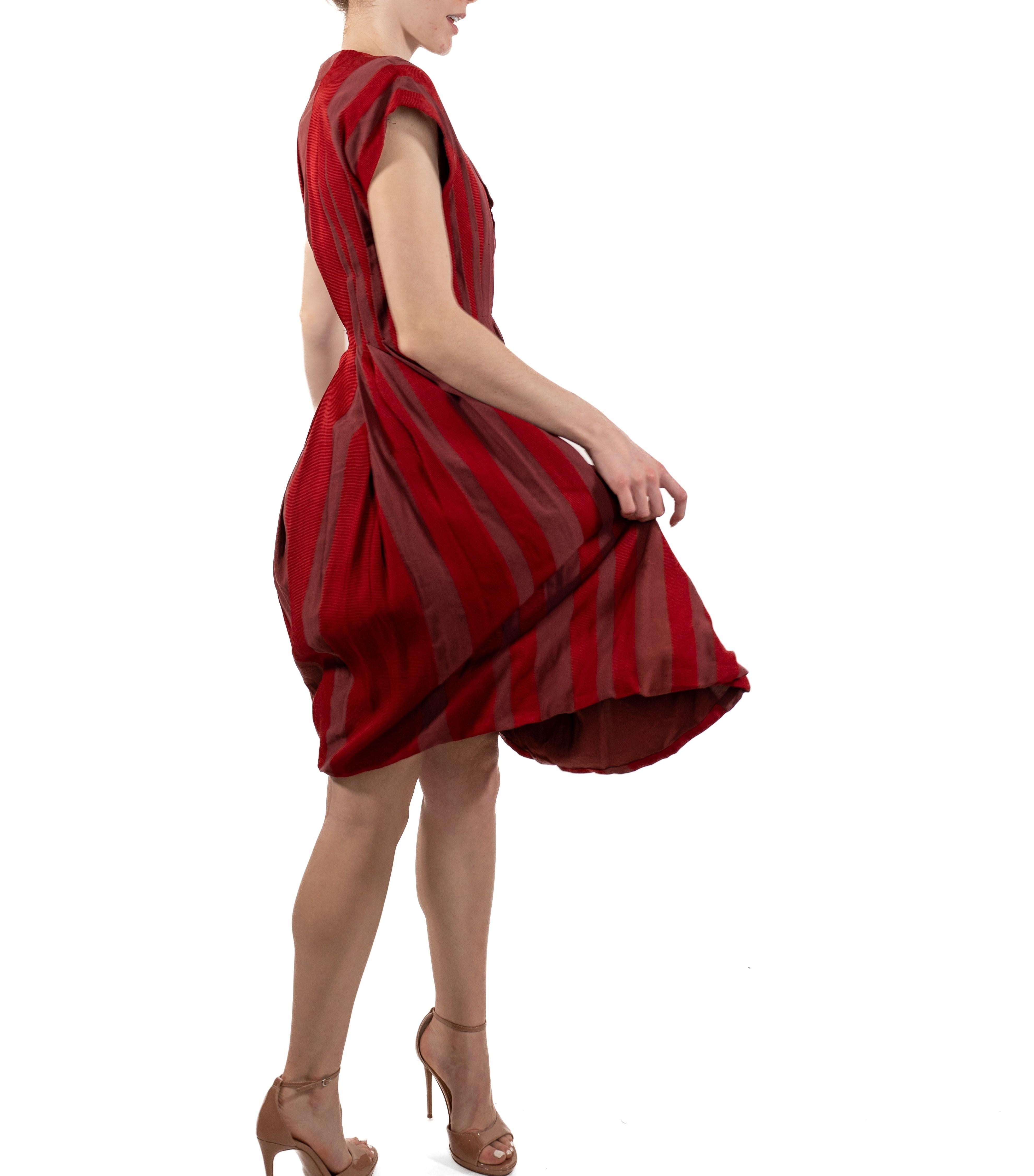 2000S Bottega Veneta Brick Red Silk/Cotton Blend Dress For Sale 3