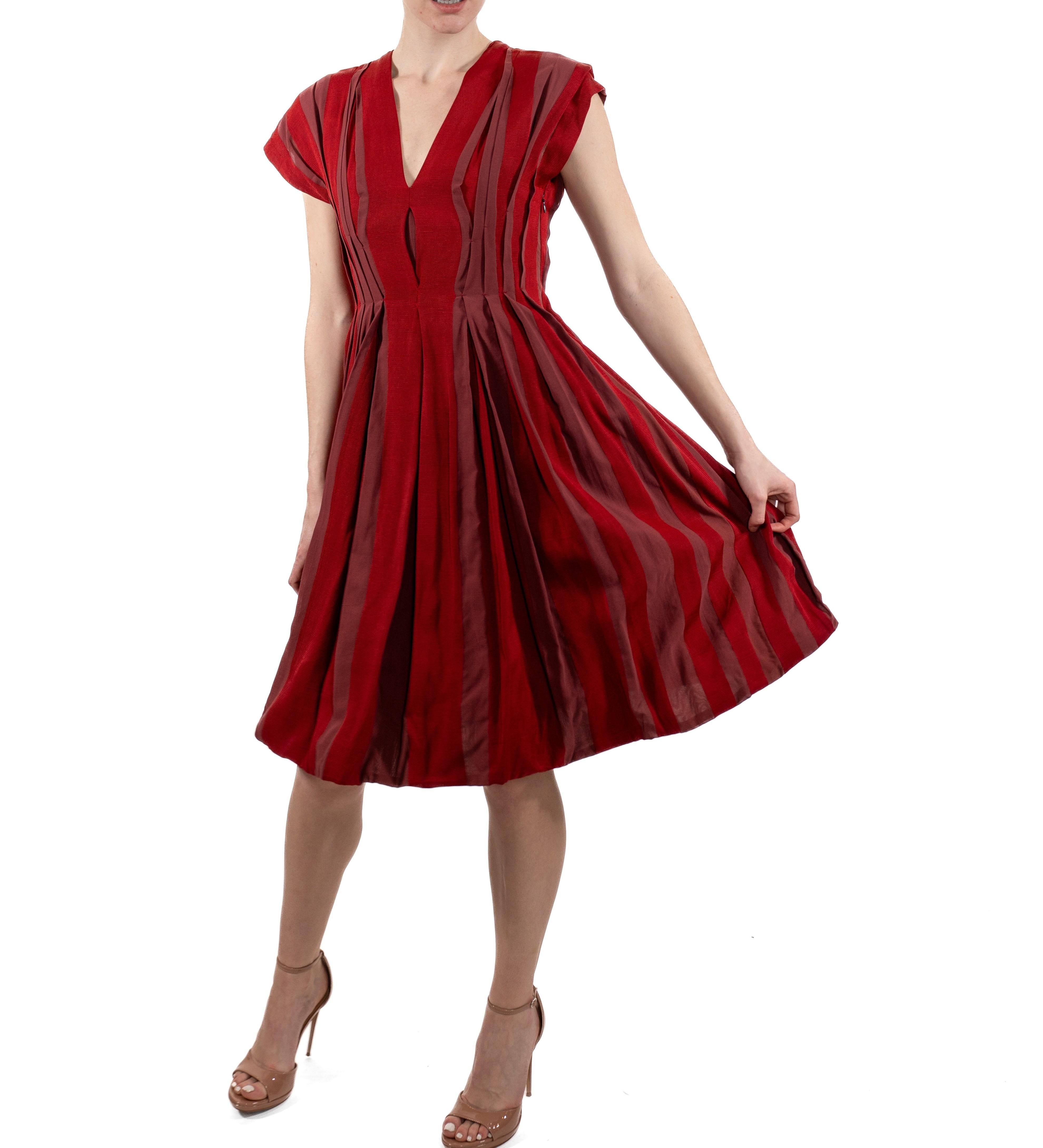 2000S Bottega Veneta Brick Red Silk/Cotton Blend Dress For Sale 5