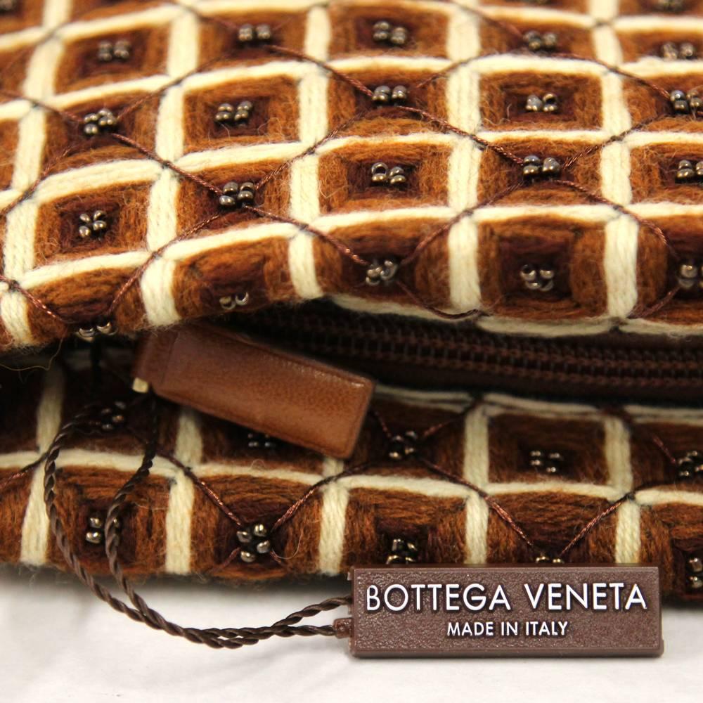 2000s Bottega Veneta Brown and Beige Wool Hand Bag  3