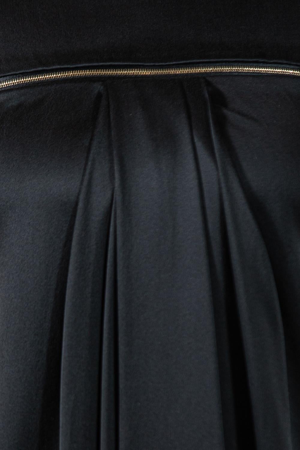 2000S BRANDON MAXWELL Black Silk Cocktail Dress With Gold Zipper Detail 5