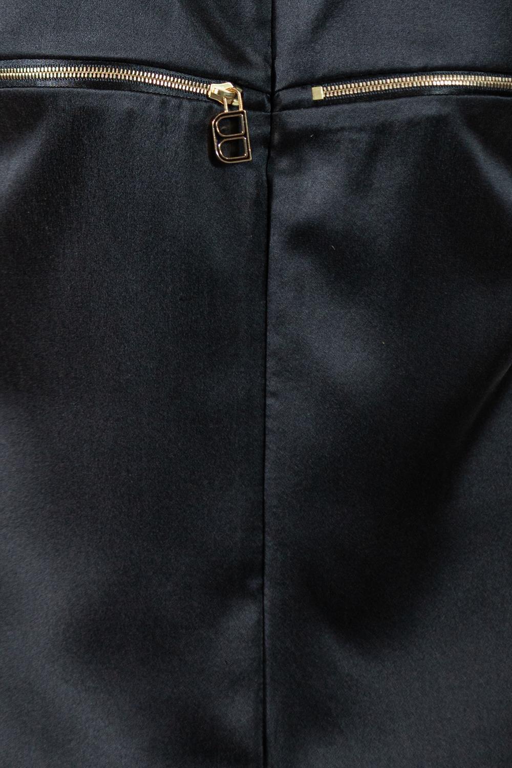 2000S BRANDON MAXWELL Black Silk Cocktail Dress With Gold Zipper Detail 6
