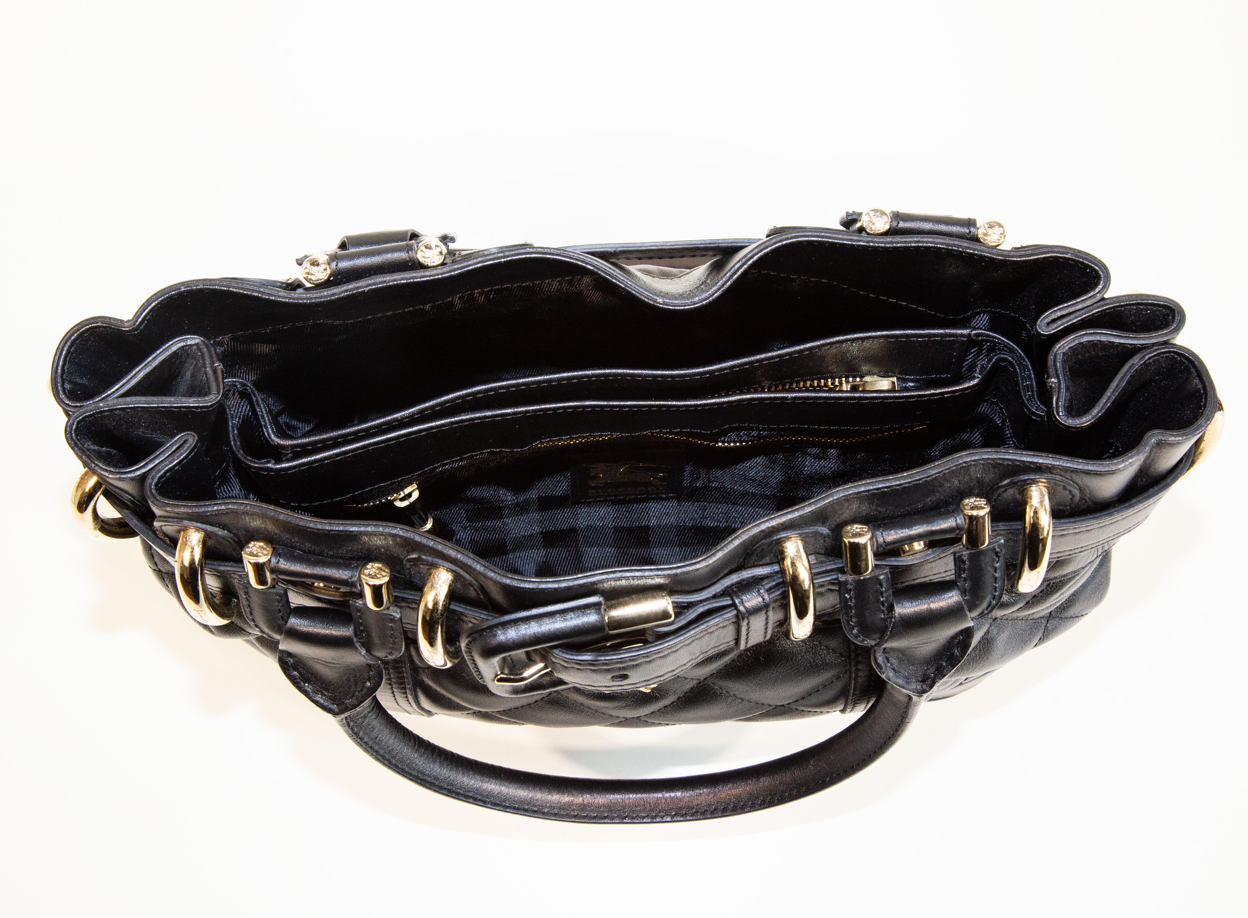 2000s Burberry Beaton Handbag in Black Quilted Leather For Sale 6