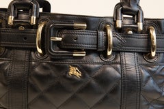 2000s Burberry Beaton Handbag in Black Quilted Leather