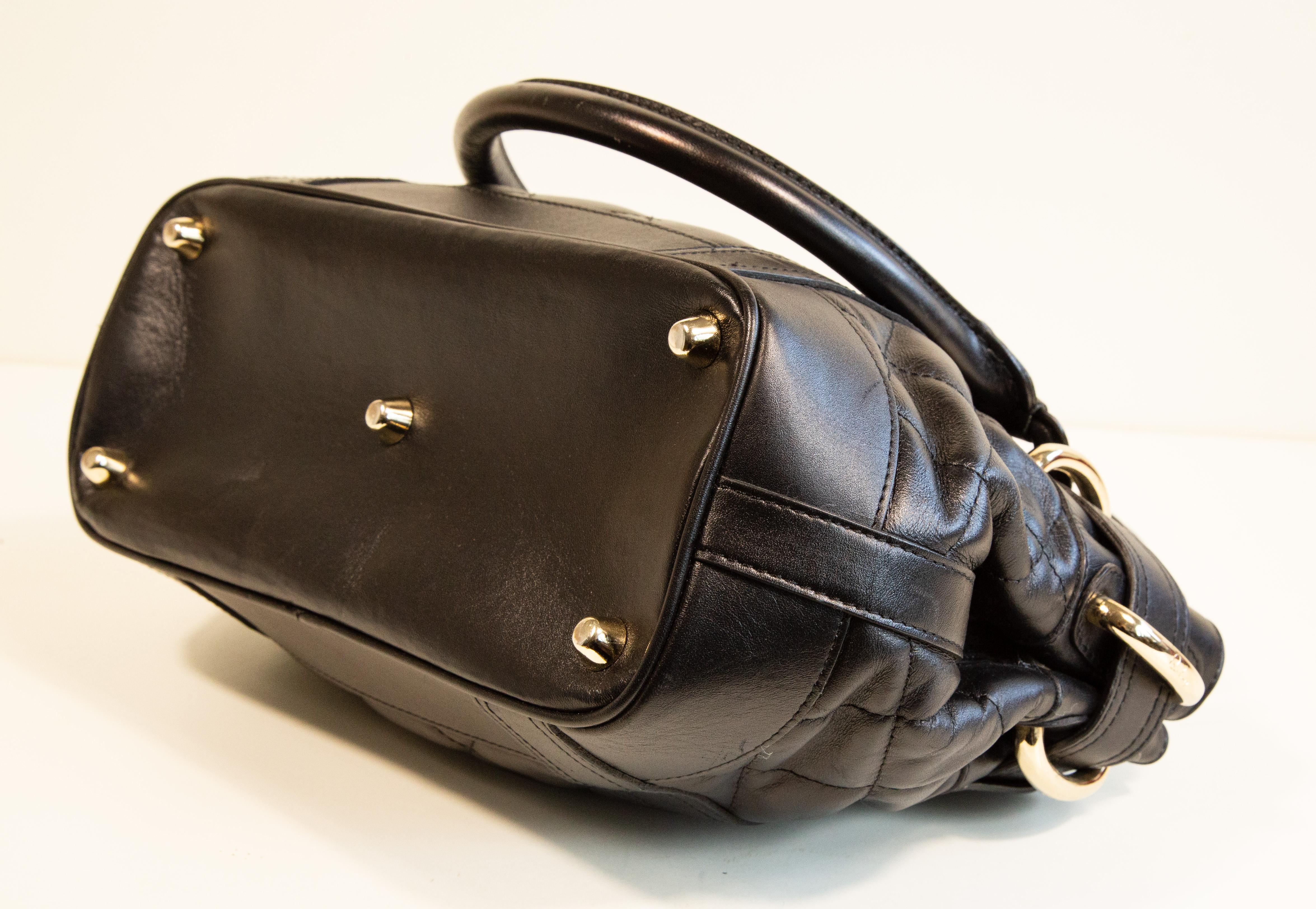 2000s Burberry Beaton Handbag in Black Quilted Leather For Sale 4