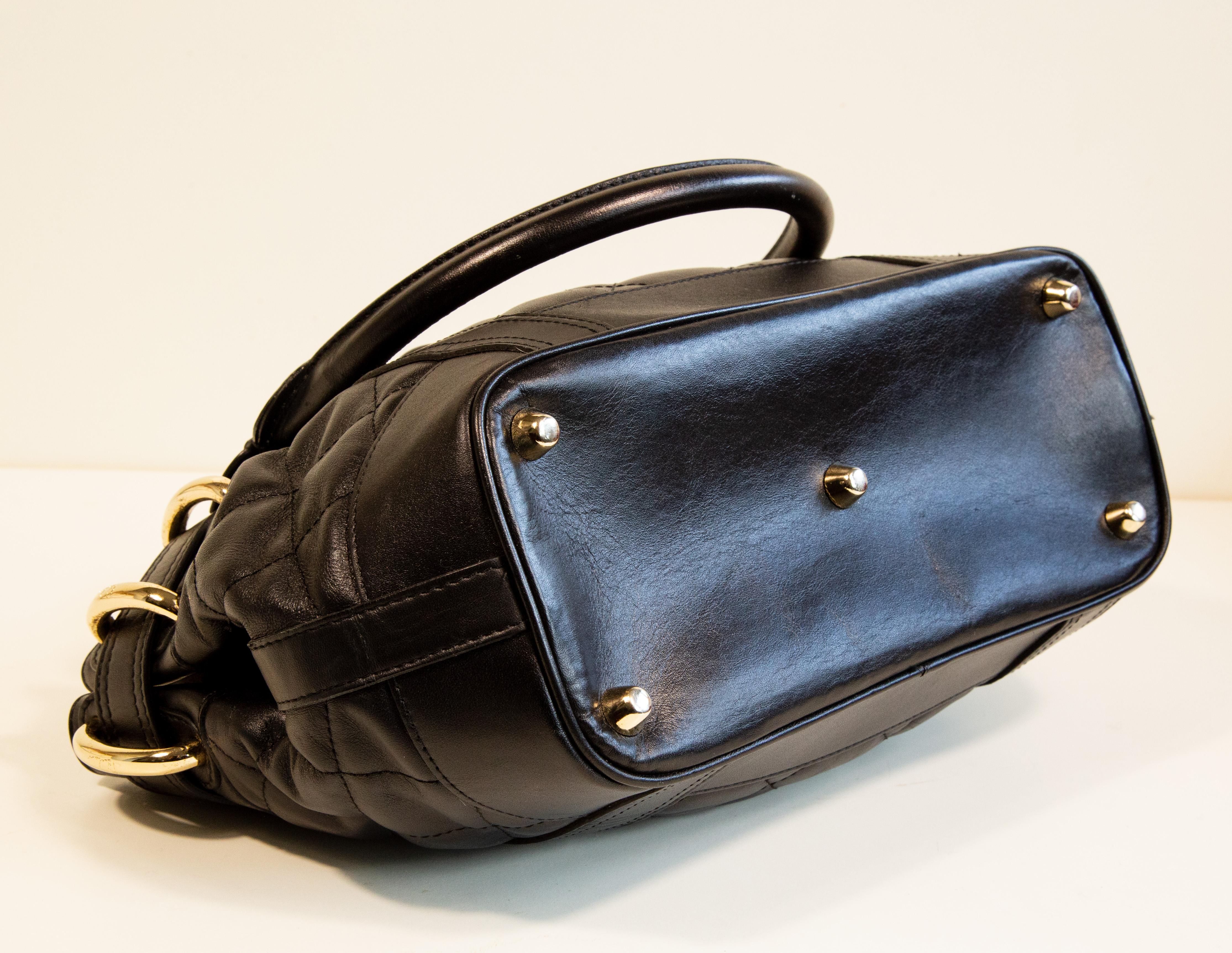 2000s Burberry Beaton Handbag in Black Quilted Leather For Sale 5