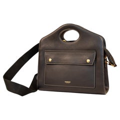 2000s Burberry Black Leather 2-Way Pocket Medium Bag
