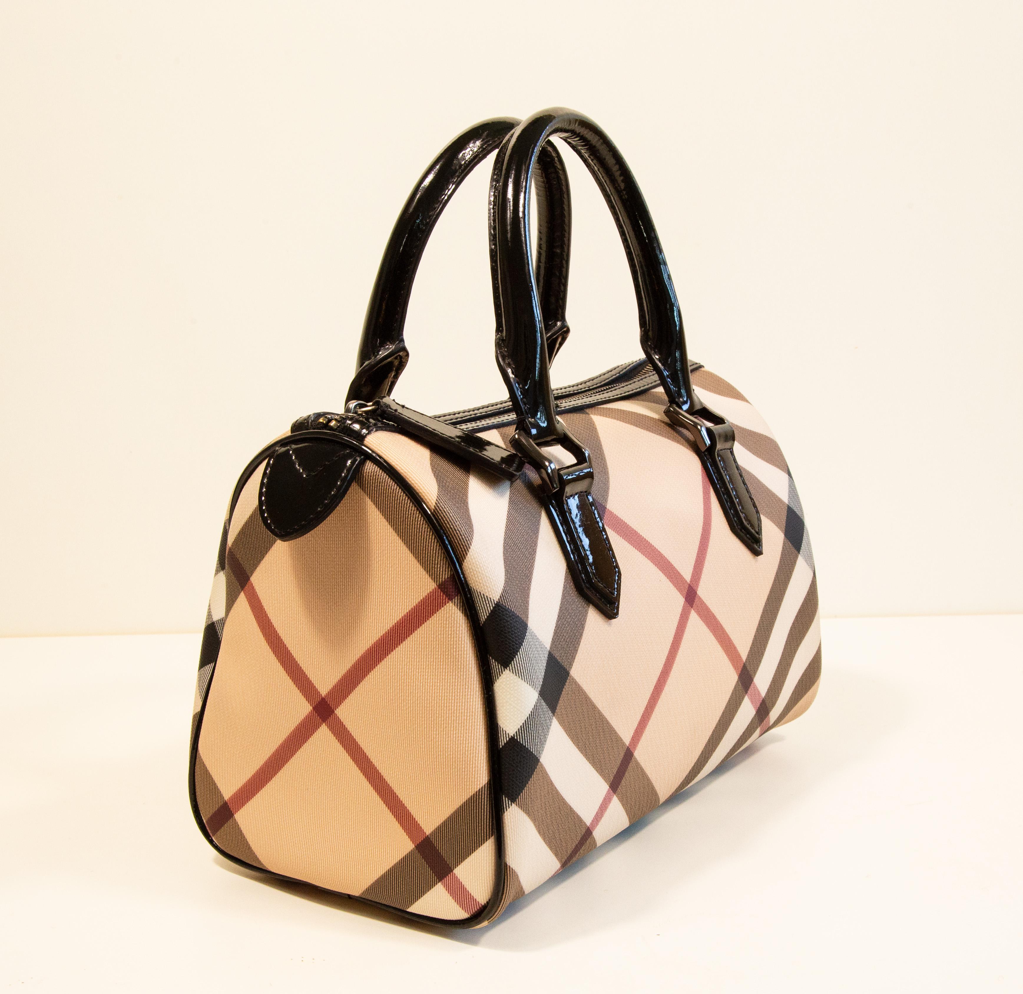 Women's or Men's 2000s Burberry Bowling Bag in Nova Check Coated Canvas