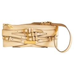 Borsa a tracolla Burberry anni 2000 in pelle beige a briglia larga