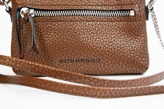 2000s Burberry Brown Leather Mini Crossbody Bag