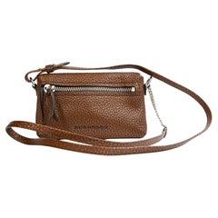 2000s Burberry Brown Leather Mini Crossbody Bag