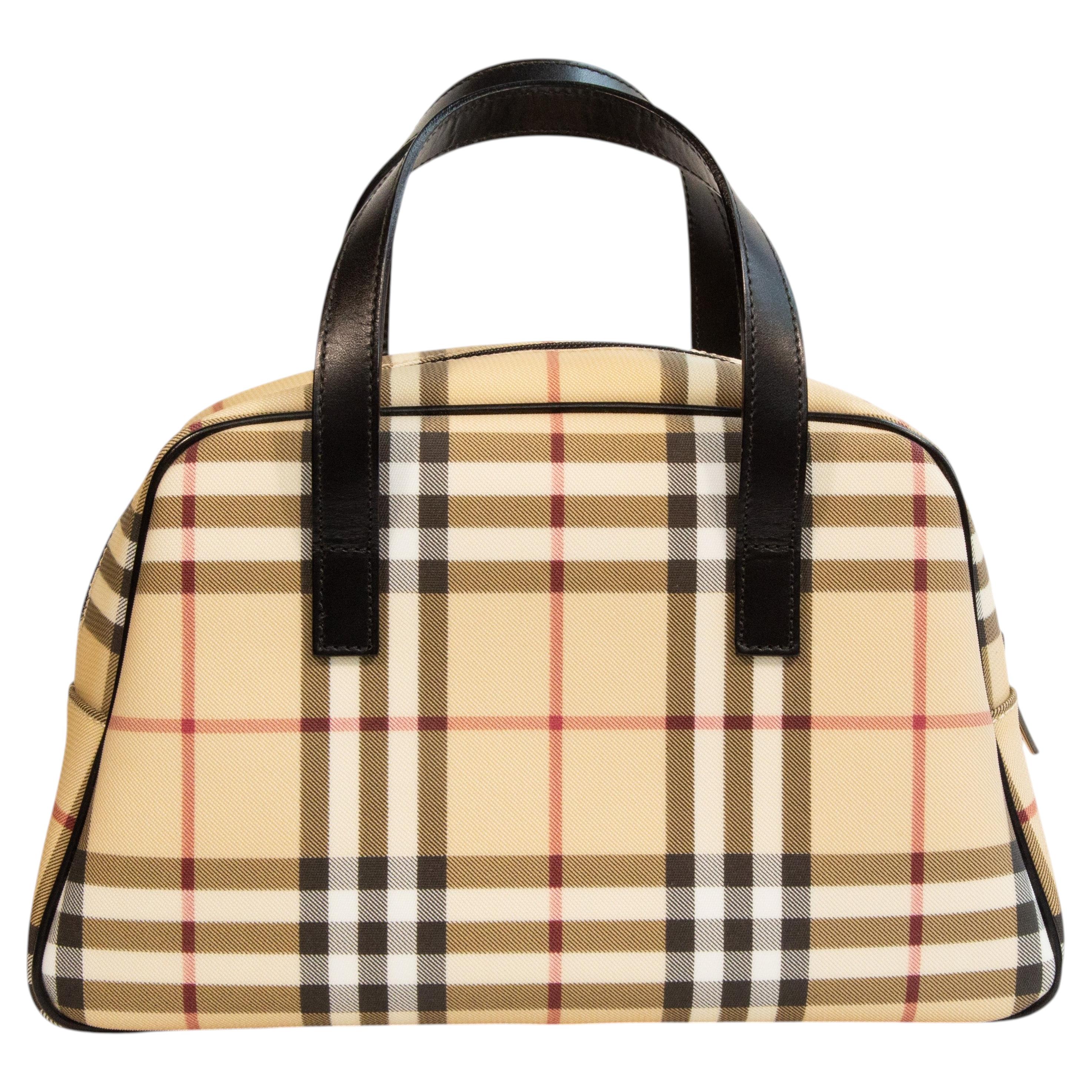 2000er Burberry Classic Check mehrfarbig PVC Top Handle Bag