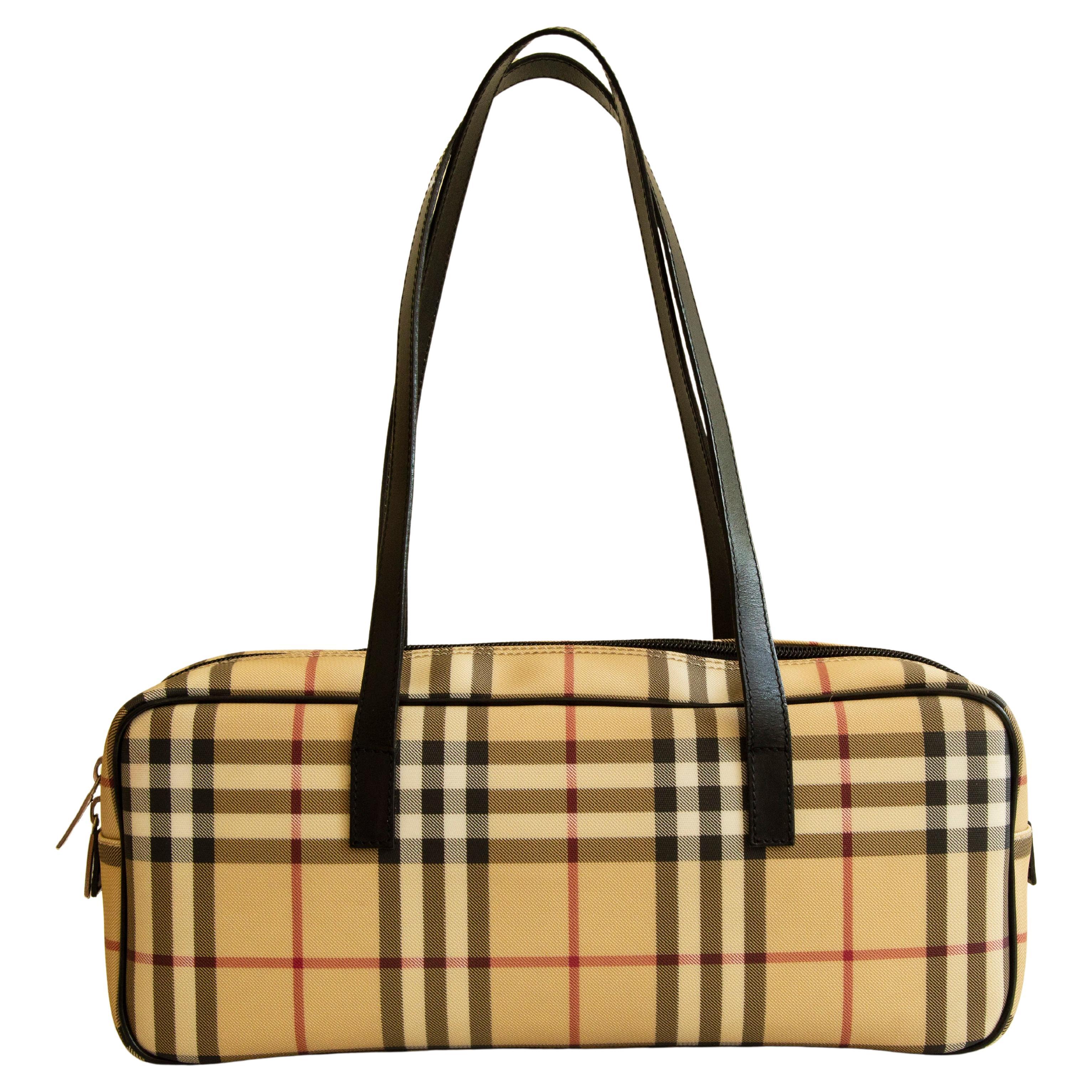 2000s Burberry Classic Check Shoulder Bag For Sale