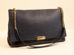 2000s Burberry Navy Blue Shoulder Bag