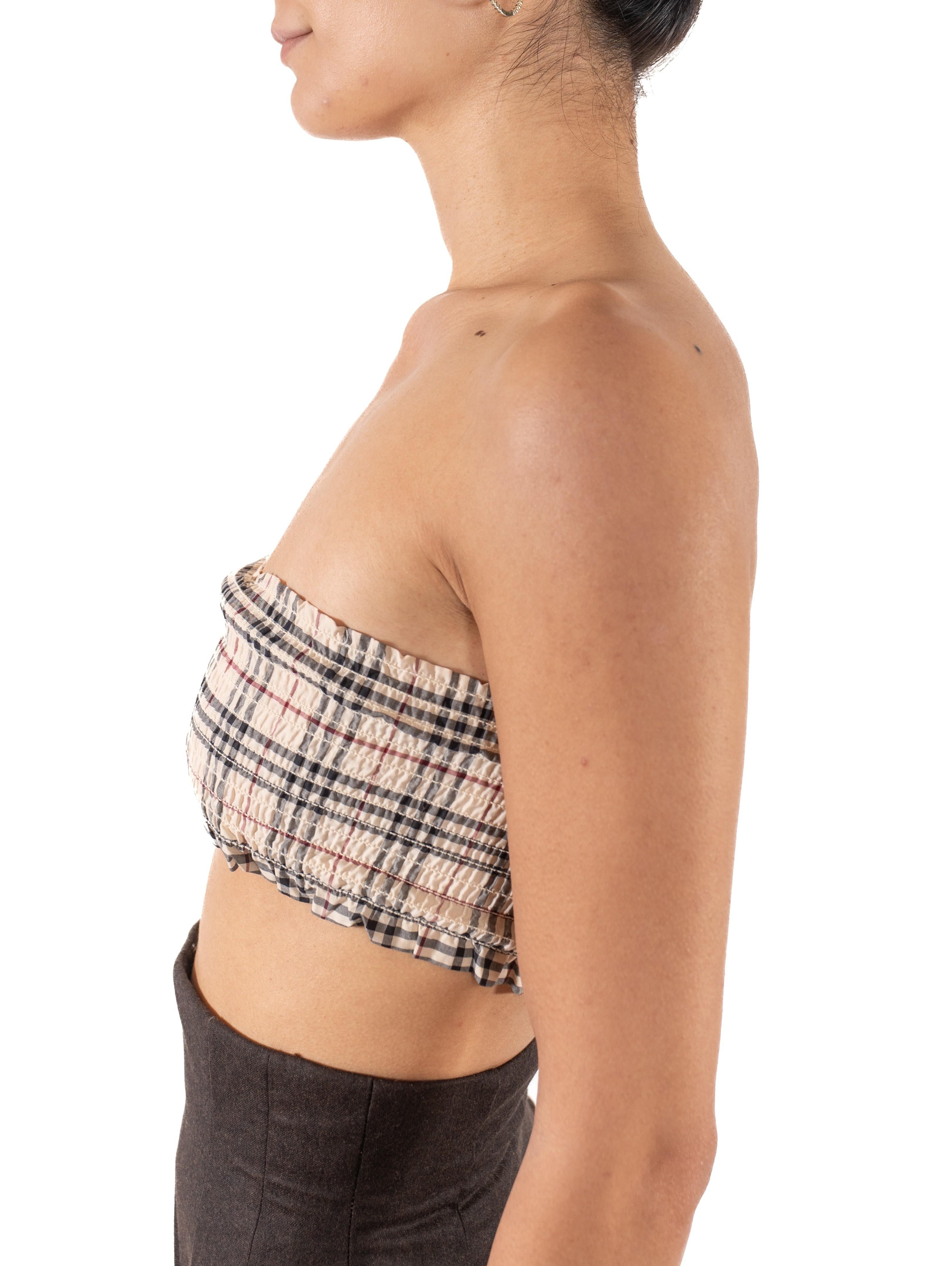 Beige 2000S - Burberry - Top tube en coton stretch à carreaux en vente