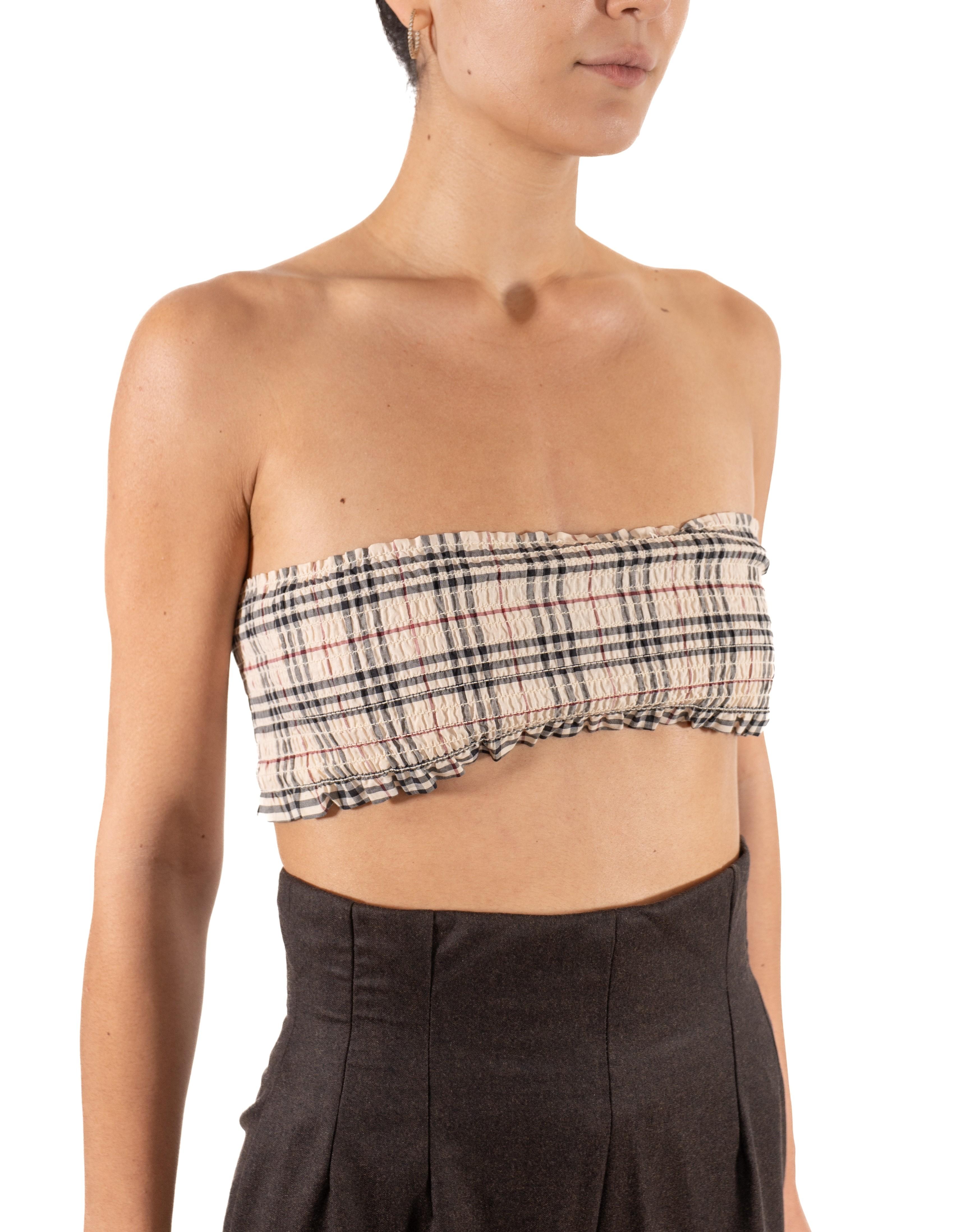 2000S - Burberry - Top tube en coton stretch à carreaux en vente 3