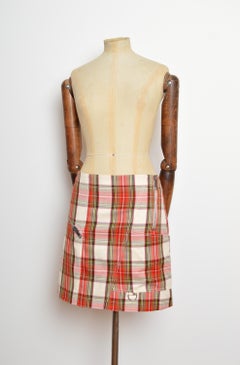 2000’s BURBERRY Vintage Red Short Punk Mini Skirt in Dress Stuart Tartan Wool