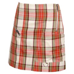 2000’s BURBERRY Vintage Red Short Punk Mini Skirt in Dress Stuart Tartan Wool