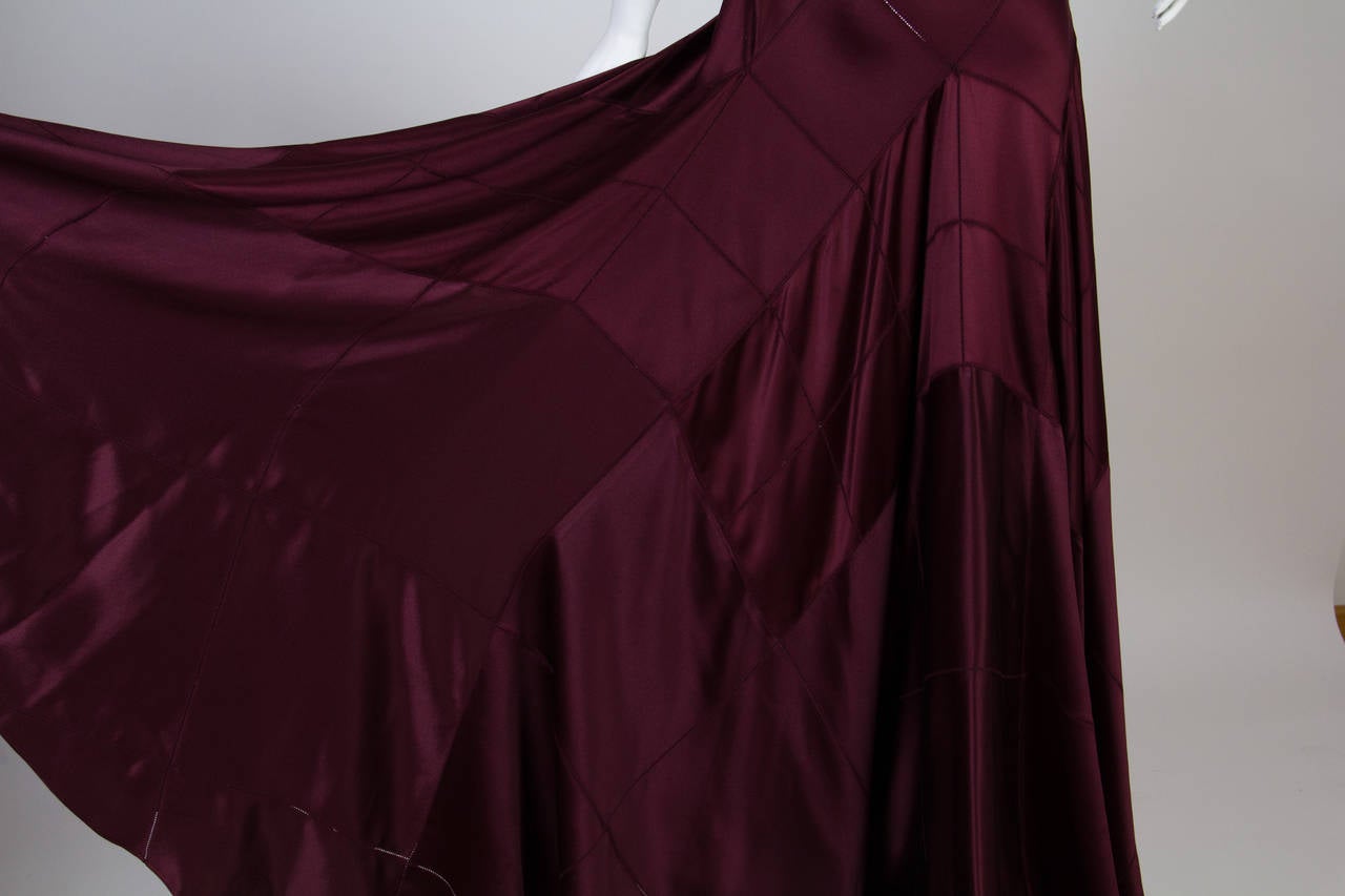 2000S CALVIN KLEIN Burgundy Bias Cut Silk Crepe Back Satin Patchwork Cut-Out Go 3