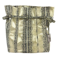 2000s Calvin Klein Collection Genuine Python Champagne Metallic XL Bucket Bag