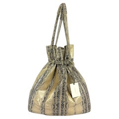 2000s Calvin Klein Collection Genuine Python Champagne Metallic XL Bucket Bag