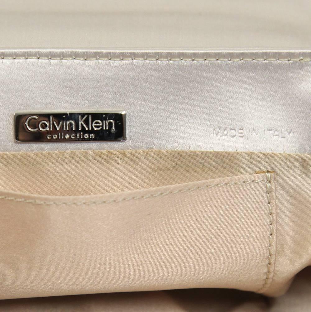2000s Calvin Klein Ivory Silk Clutch 2