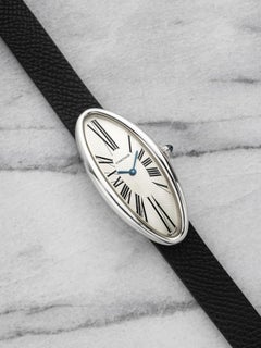 2000s Cartier Baignoire Allongee 2604 18K WG White Roman Dial Quartz 22 x 47 mm
