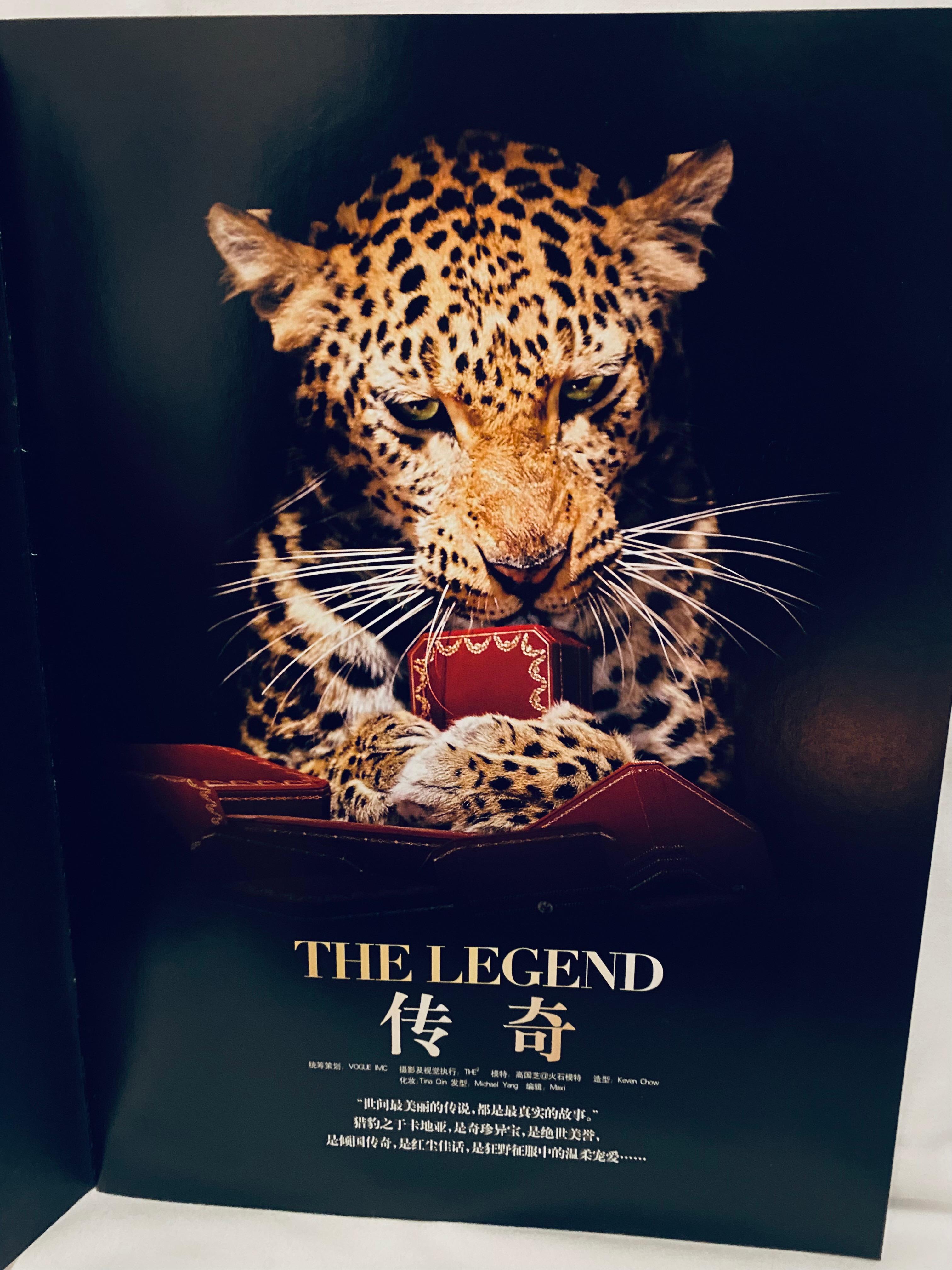 Brochure d'epoca di Cartier da Hong Kong. copertina fronte e retro opaca con stampa di una pantera e logo Cartier dorato, descrizioni in cantonese, 11 pagine.

Condit; vintage, anni 2000, molto buono

Dimensioni: A4