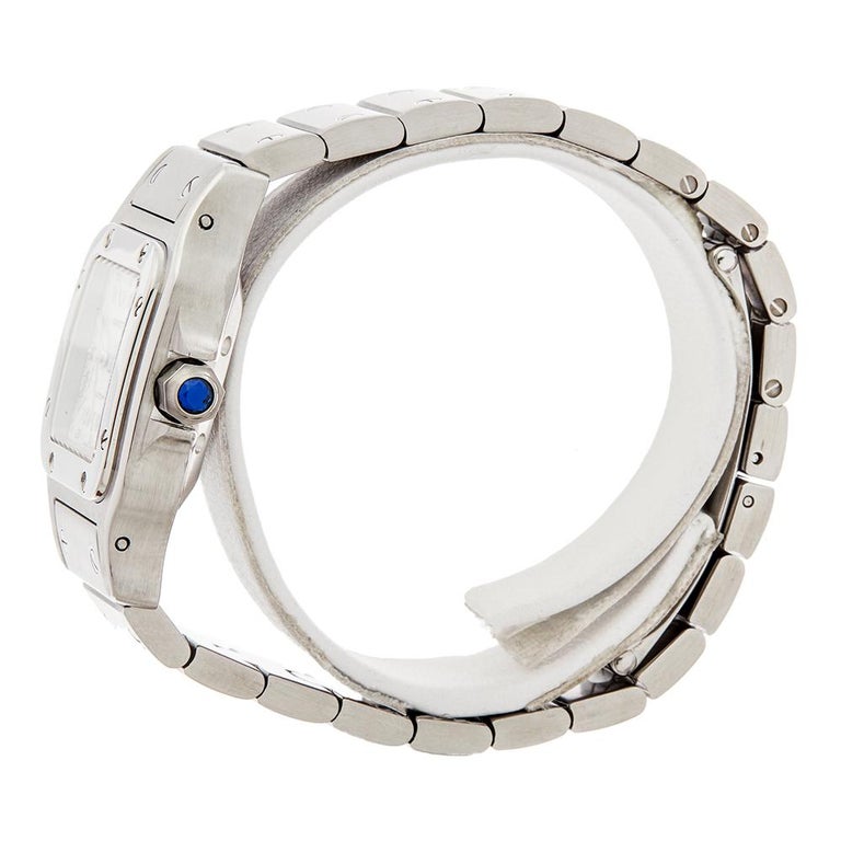 2000s Cartier Santos Galbee Stainless Steel 2423 Wristwatch at 1stDibs