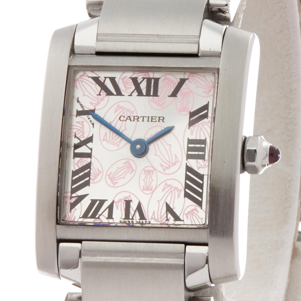 2000s Cartier Tank Francaise Anniversary Stainless Steel Wristwatch In Excellent Condition In Bishops Stortford, Hertfordshire