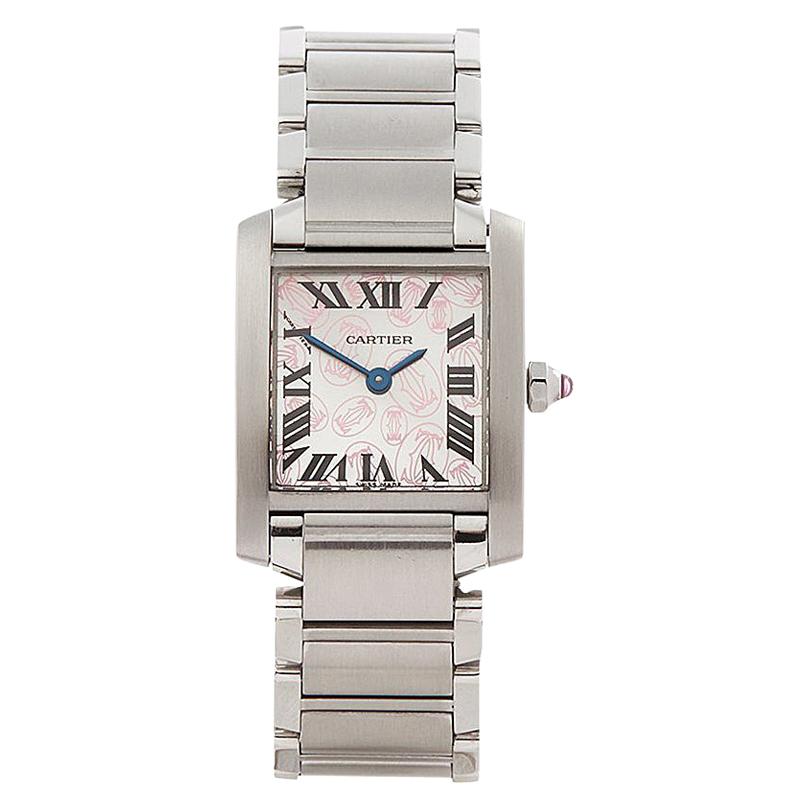 2000s Cartier Tank Francaise Anniversary Stainless Steel Wristwatch