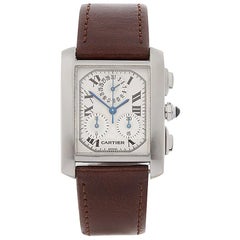 2000s Cartier Tank Francaise Chronoflex Stainless Steel Wristwatch
