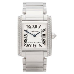 2000s Cartier Tank Francaise Diamond White Gold 2404MG Wristwatch