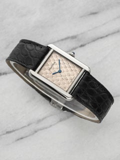 2000s Cartier Tank Solo 3170 Stainless Steel Snake Print Dial Quartz 28mm