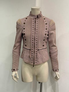 2000s Cavalli napoleon studded suede moto jacket