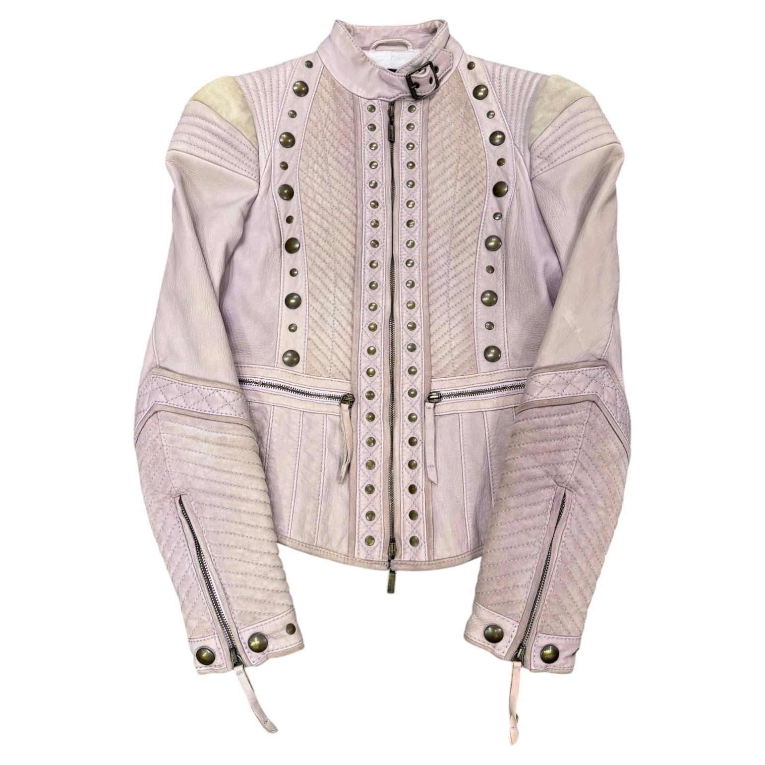 2000s Cavalli napoleon studded suede moto jacket