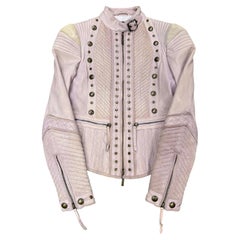 2000s Cavalli napoleon studded suede moto jacket