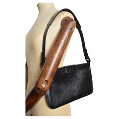 2000’s CELINE Black Pony Fur & Leather Minimalist Technical Shoulder Bag 2000’s CELINE Black Pony Fur & Leather Minimalist Technical Shoulder Bag