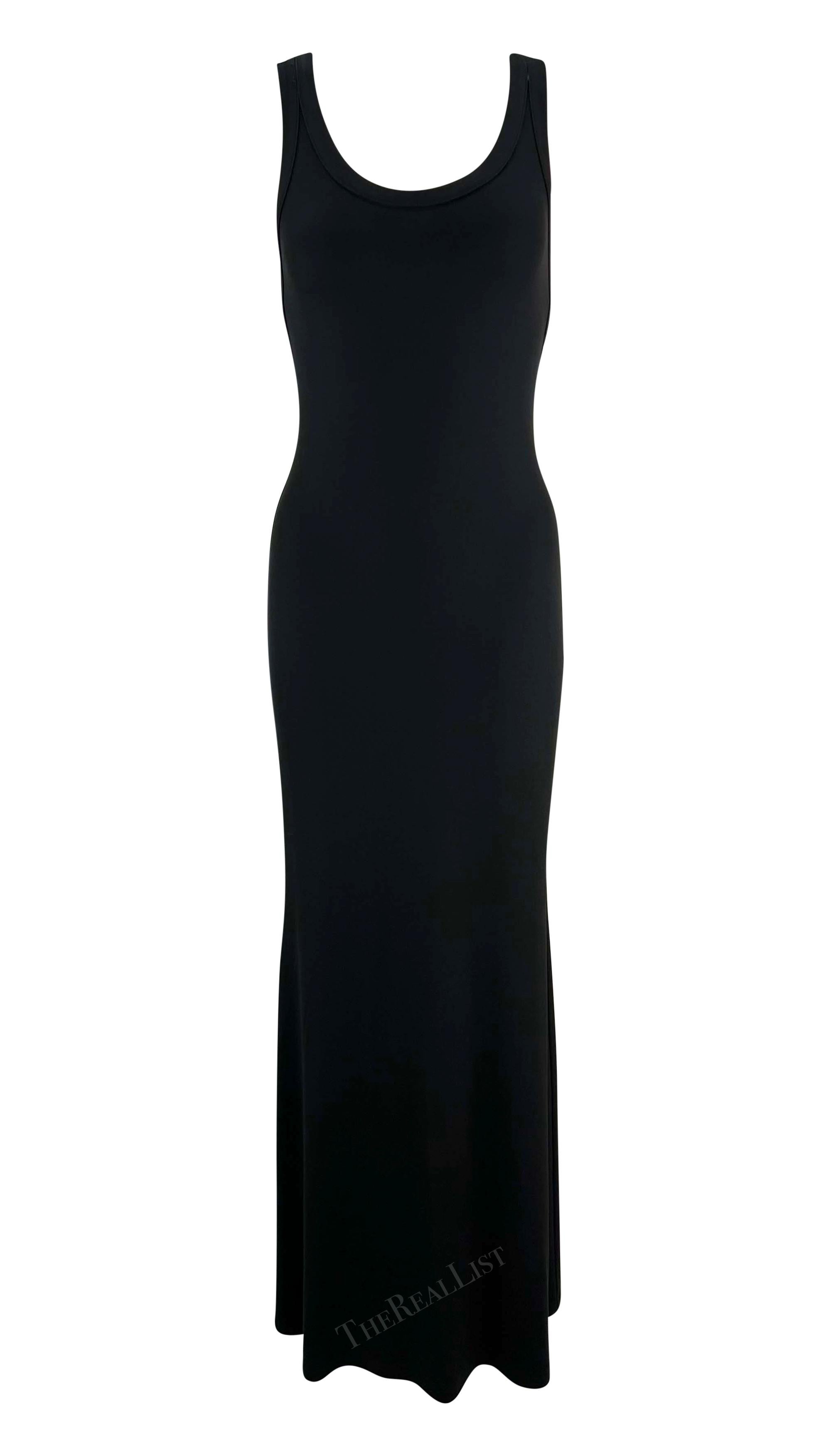 2000s Celine Black Stretchy Backless Bondage-Inspired Strap Gown For Sale 2