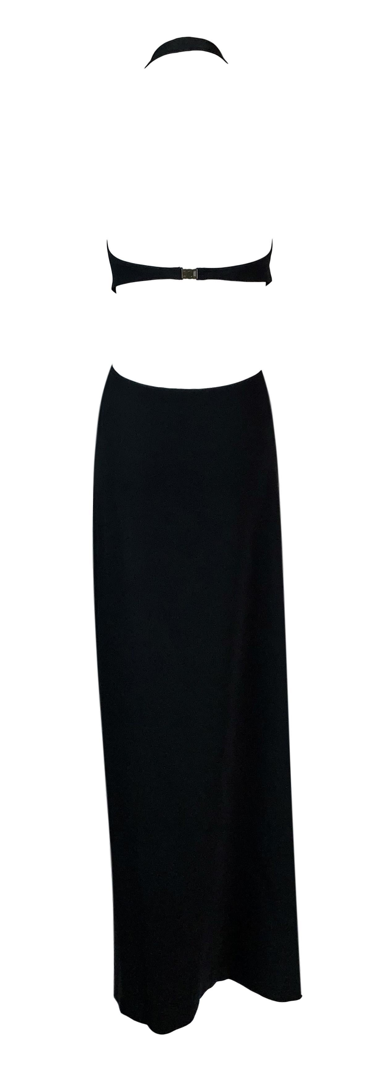 S/S 2004 Celine by Michael Kors Long Black Cut-Out Plunging Dress 40 In Good Condition In Yukon, OK